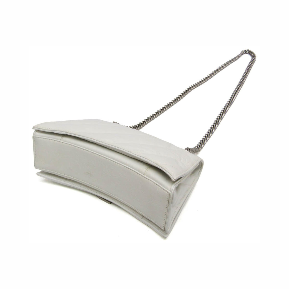 Balenciaga Crush Chain Flap Quilted Crushed Calfskin, White, Leather, Handbag
