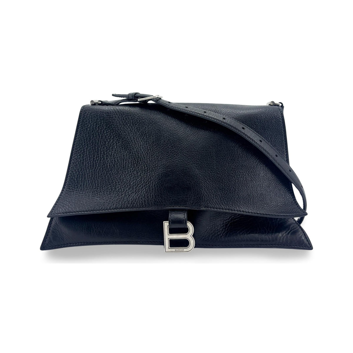 Balenciaga Downtown Soft Hourglass Leather, Black, Leather, Shoulder Bag