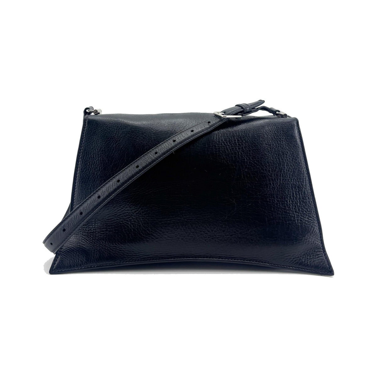 Balenciaga Downtown Soft Hourglass Leather, Black, Leather, Shoulder Bag