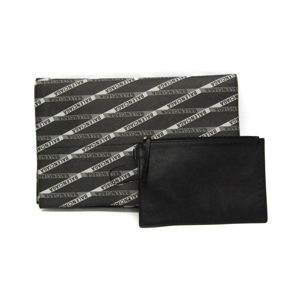 Balenciaga Fold Over Monogram Printed Leather, Black, Leather, Tote Bag