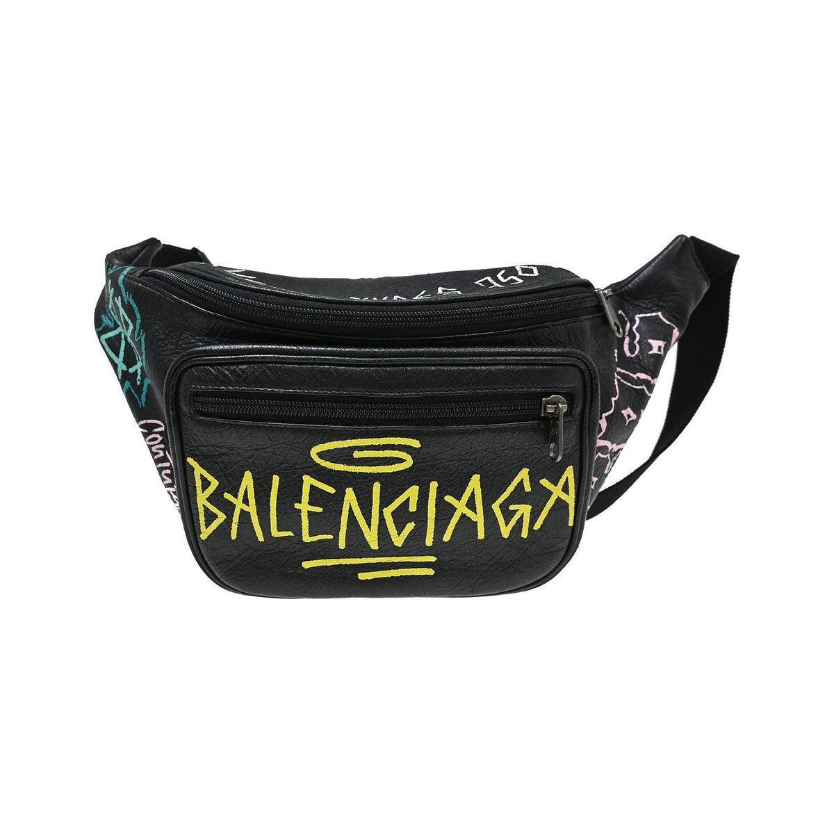 Balenciaga Graffiti Explorer Belt Leather, Black, Leather, Clutch