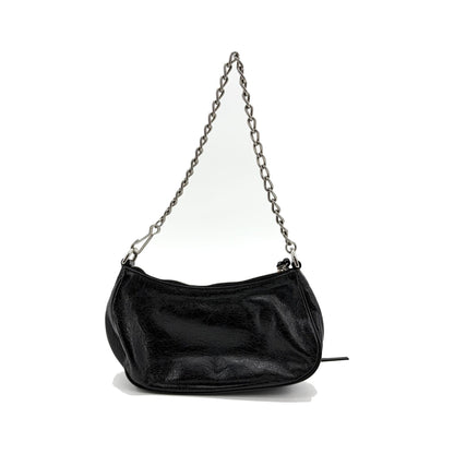 Balenciaga Le Cagole Giant Studs Chain Leather, Black, Leather, Shoulder Bag