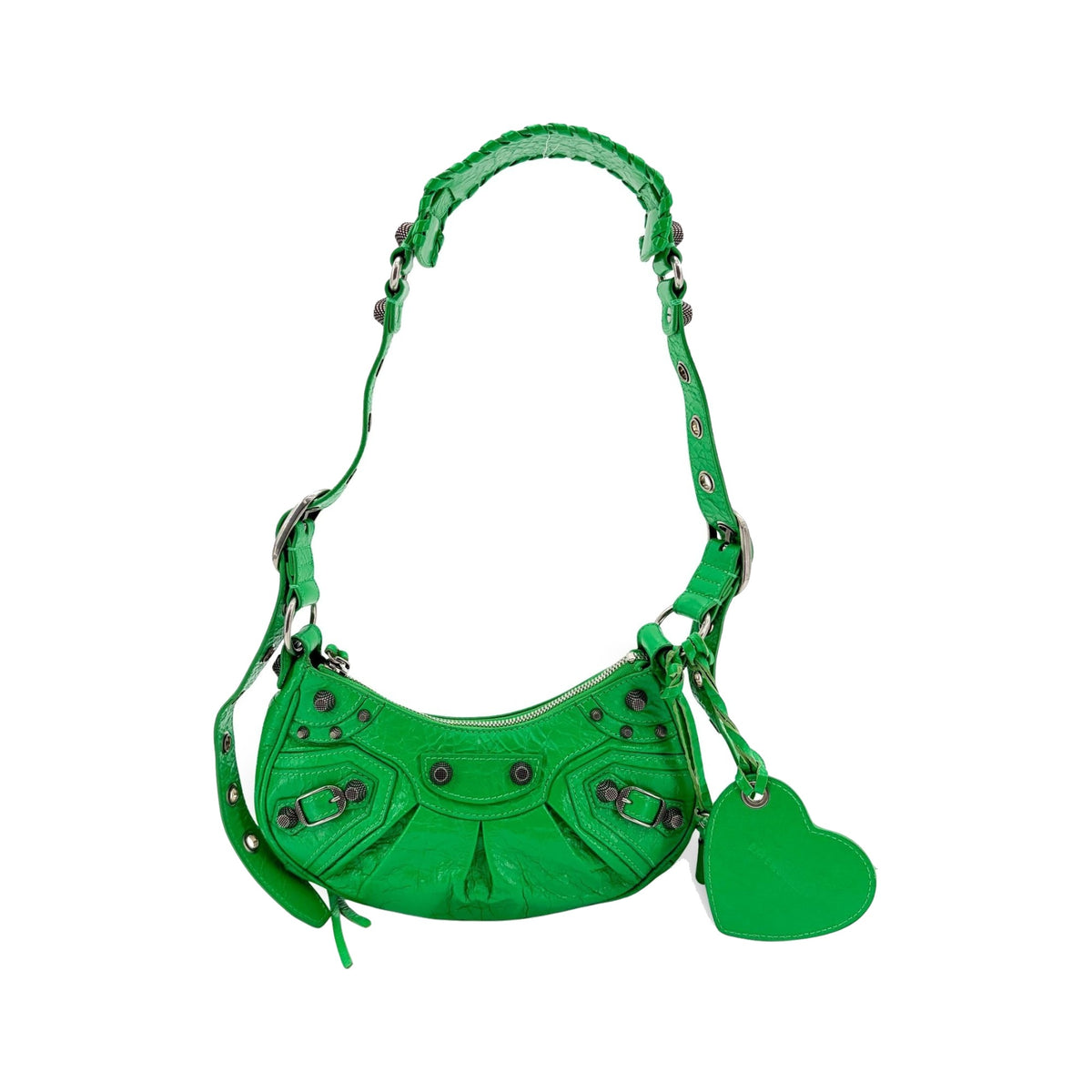 Balenciaga Le Cagole Giant Studs Leather, Green, Leather, Shoulder Bag