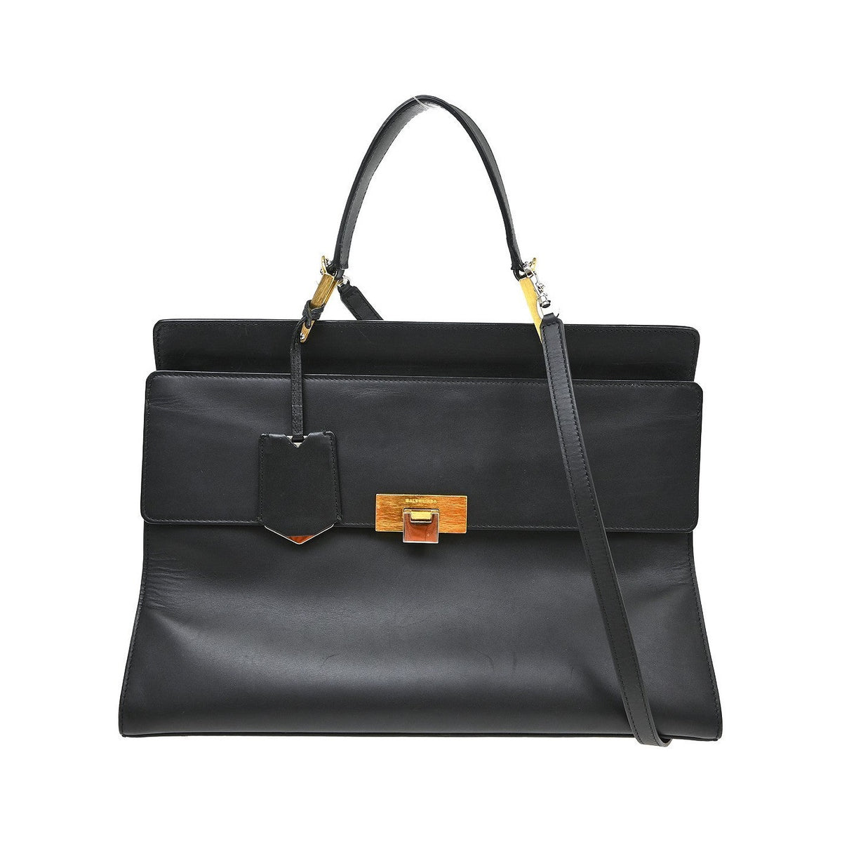 Balenciaga Le Dix Zip Cartable Top Handle Leather, Black, Leather, Handbag