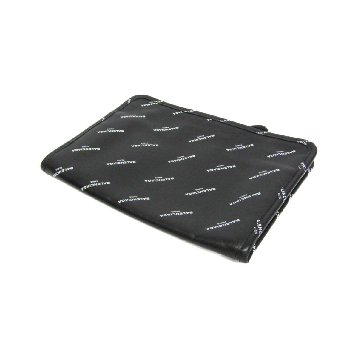 Balenciaga Logo Bazar Leather, Black, Leather, Clutch