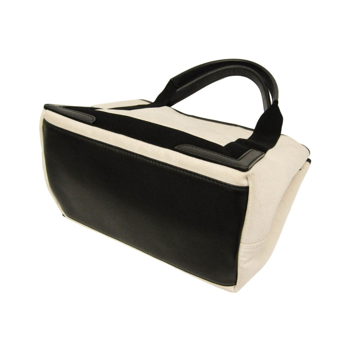 Balenciaga Navy Cabas Canvas with Leather, White, Canvas, Tote Bag
