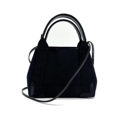 Balenciaga Navy Cabas Canvas with Leather, Black, Canvas, Tote Bag