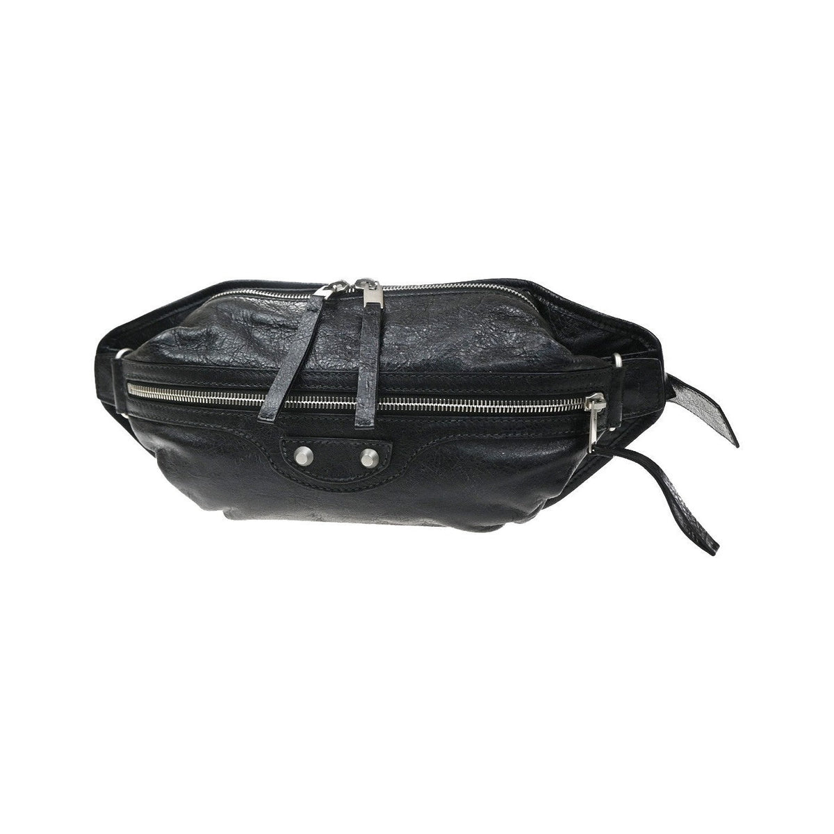 Balenciaga Neo Lift Classic Studs Waist Leather, Black, Leather, Shoulder Bag