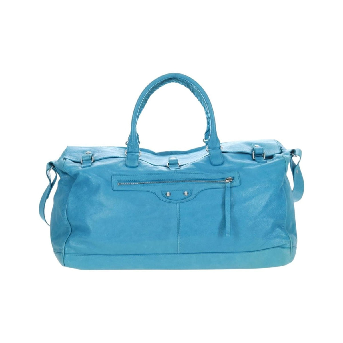 Balenciaga Squash Duffle Leather, Blue, Leather, Handbag