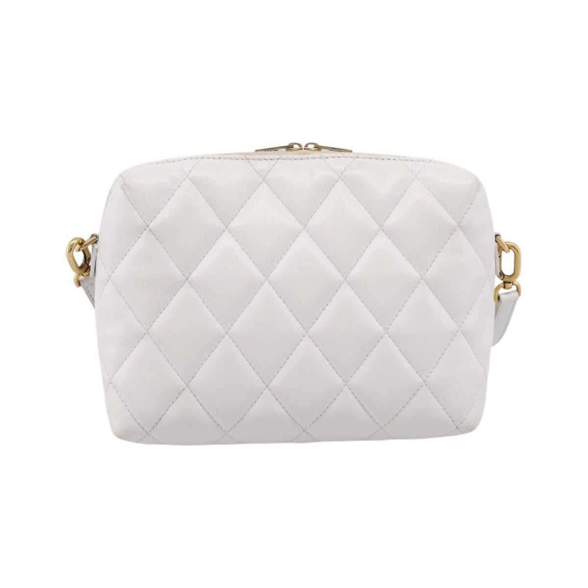 Balenciaga Touch B. Camera Quilted Leather, White, Leather, Handbag