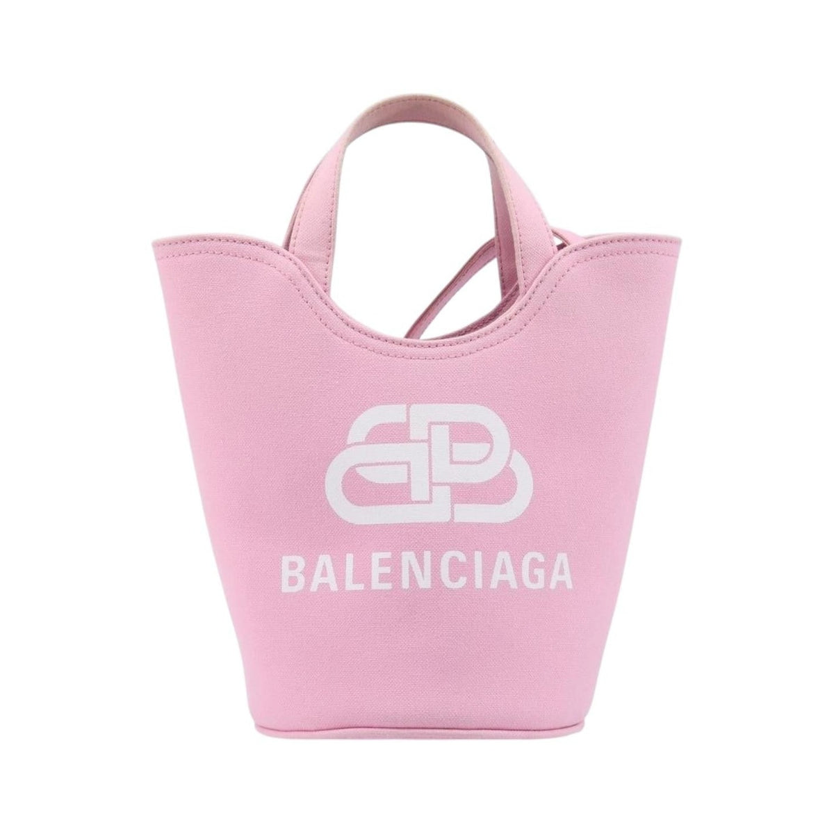 Balenciaga Wave Bucket Printed Canvas, Pink, Canvas, Tote Bag
