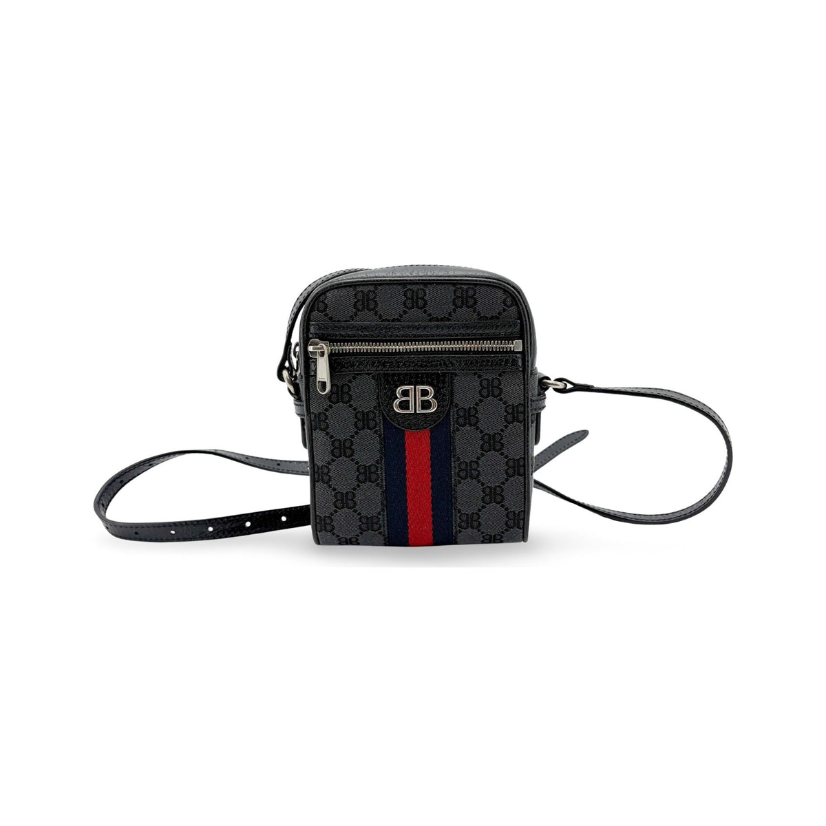 Balenciaga x Gucci The Hacker Project Zip Messenger BB Canvas, Black, Canvas, Shoulder Bag