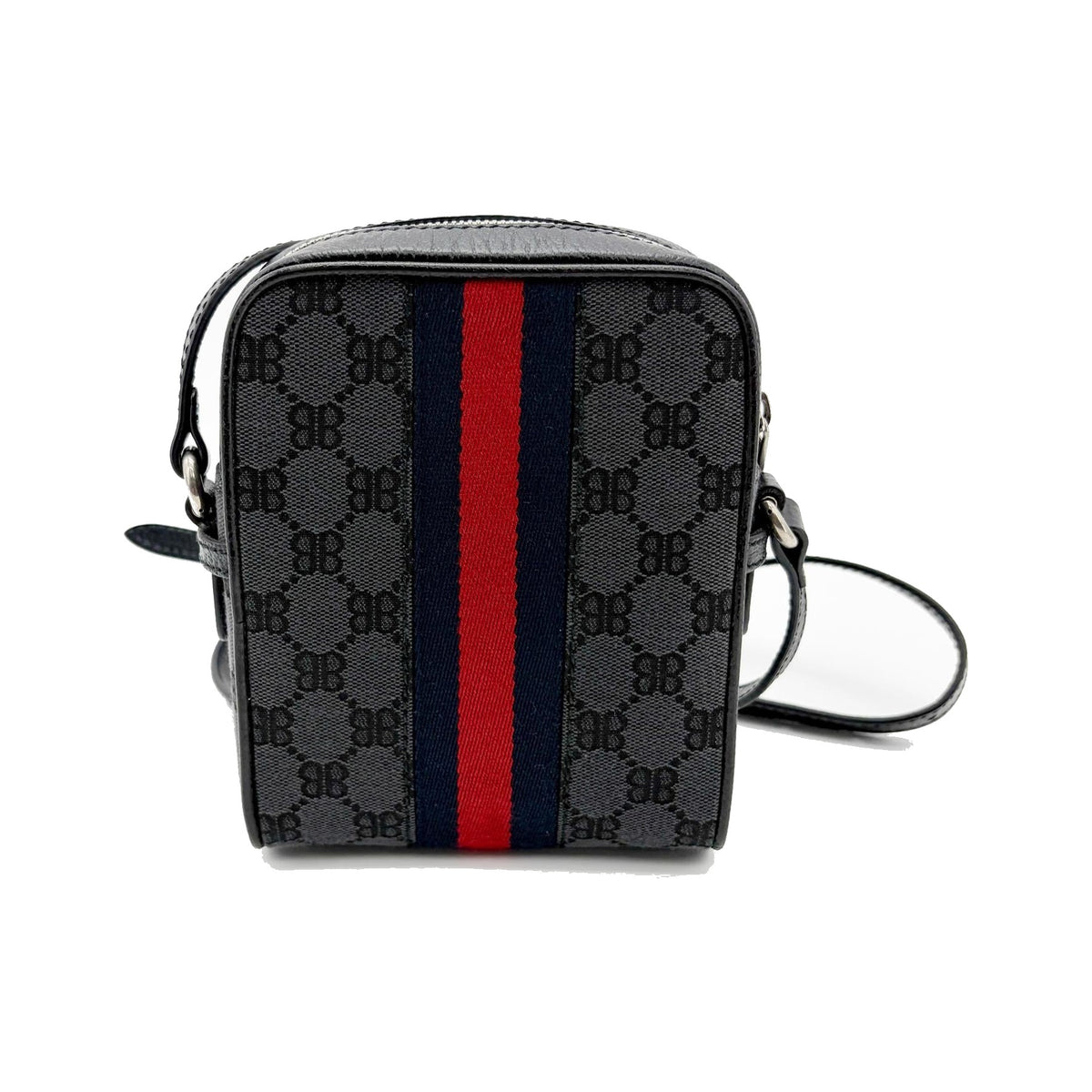 Balenciaga x Gucci The Hacker Project Zip Messenger BB Canvas, Black, Canvas, Shoulder Bag