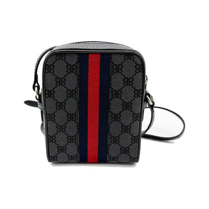 Balenciaga x Gucci The Hacker Project Zip Messenger BB Canvas, Black, Canvas, Shoulder Bag