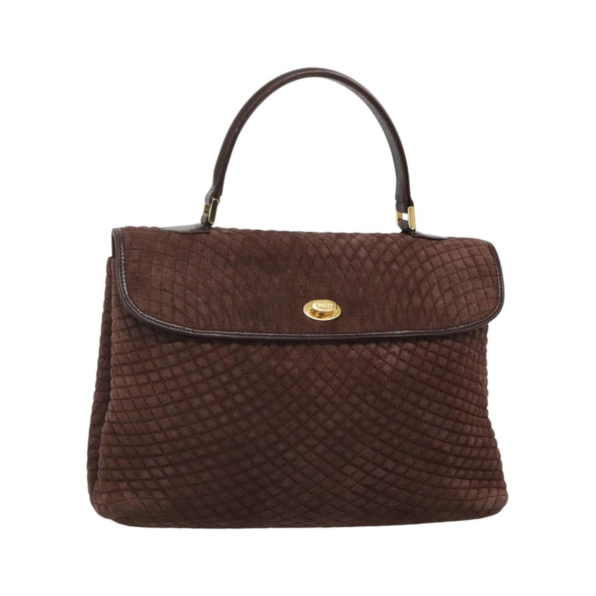 Bally Handbag Quilted Suede, Brown, Suede, Handbag
