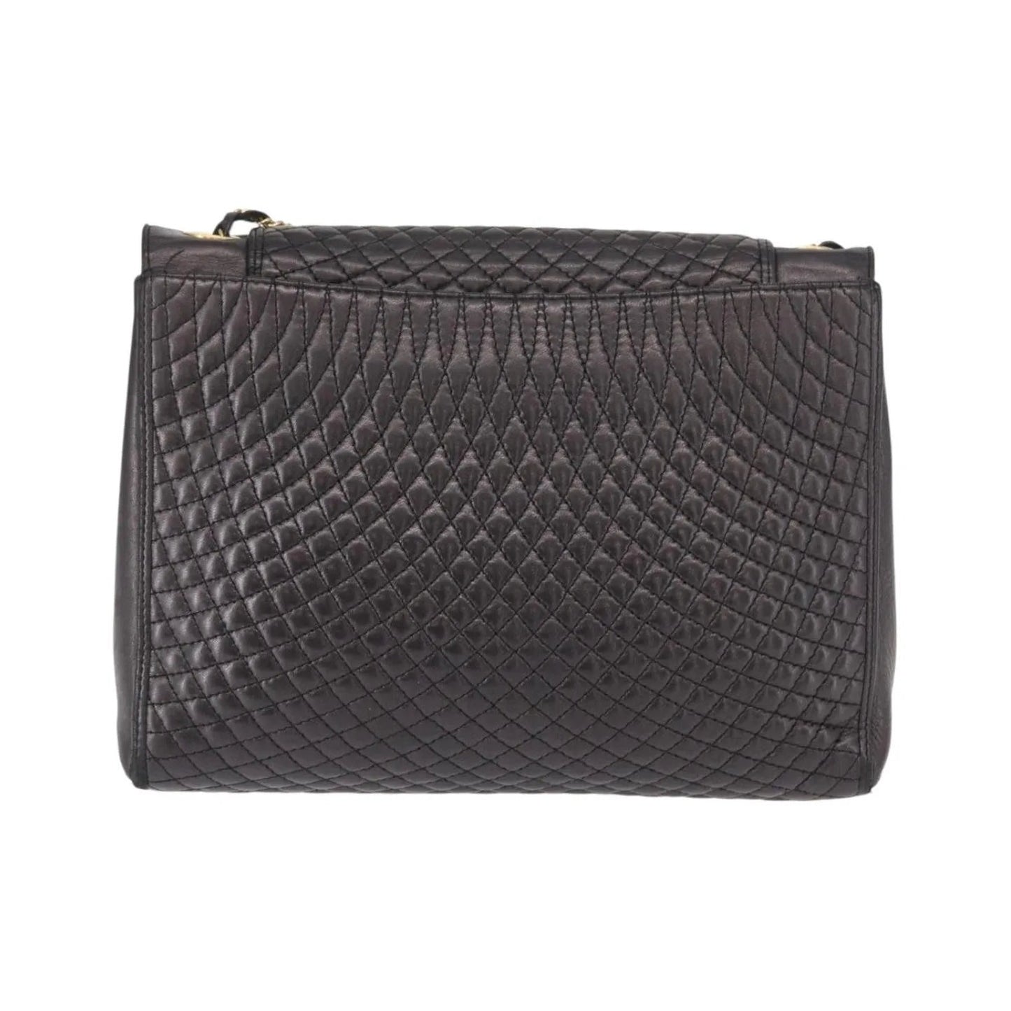 Bally Vintage Chain Quilted Leather, Black, Leather, Shoulder Bag