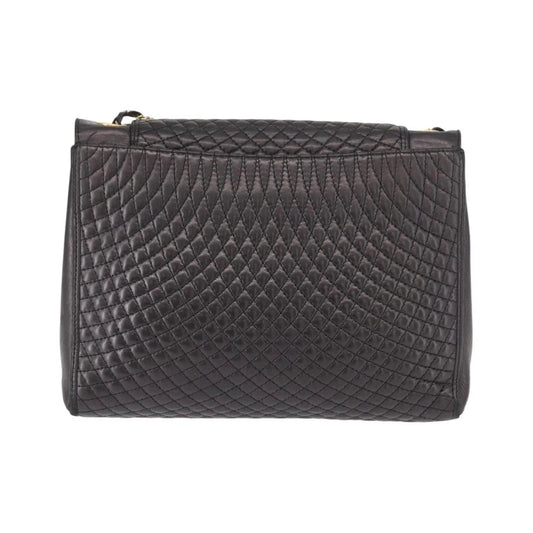 Bally Vintage Chain Quilted Leather, Black, Leather, Shoulder Bag