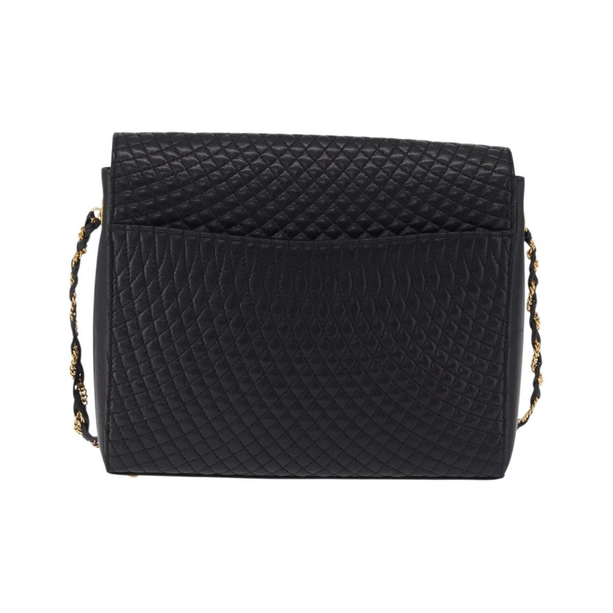Bally Vintage Chain Quilted Leather, Black, Leather, Shoulder Bag