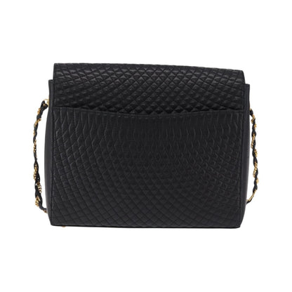 Bally Vintage Chain Quilted Leather, Black, Leather, Shoulder Bag