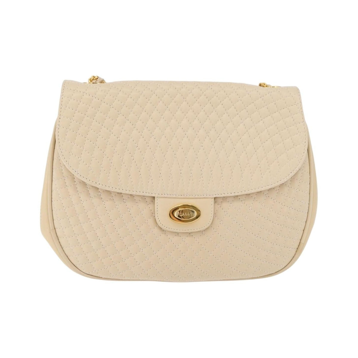 Bally Vintage Chain Quilted Leather, Neutral, Leather, Shoulder Bag