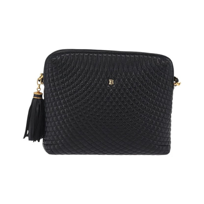 Bally Vintage Chain Quilted Leather, Black, Leather, Shoulder Bag