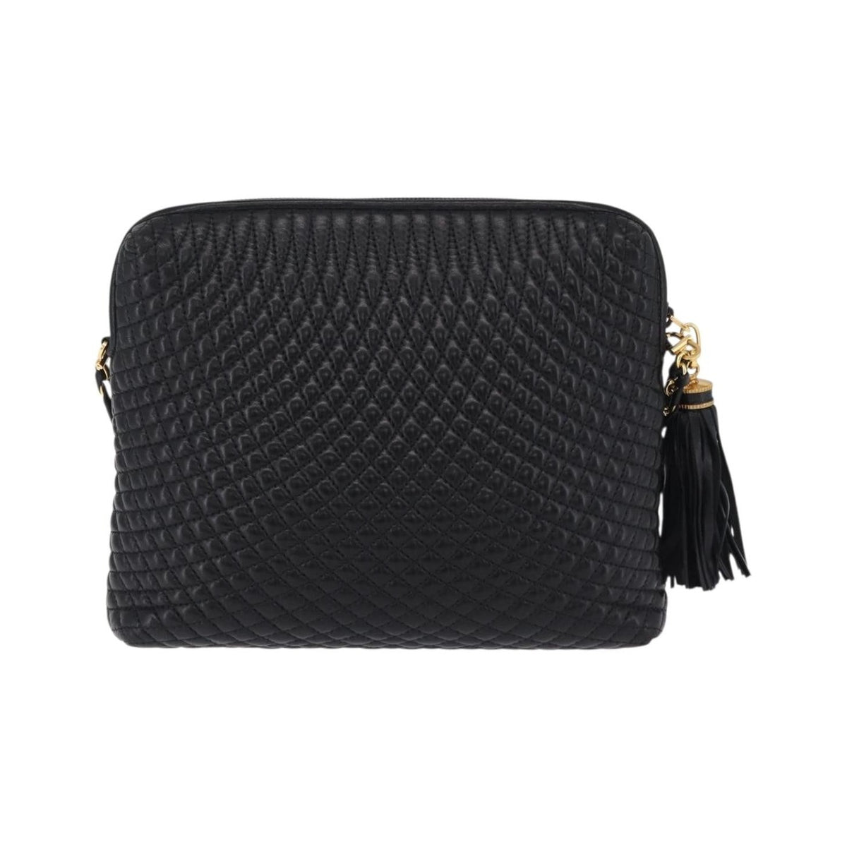 Bally Vintage Chain Quilted Leather, Black, Leather, Shoulder Bag