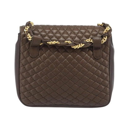 Bally Vintage Chain Quilted Leather, Brown, Leather, Shoulder Bag