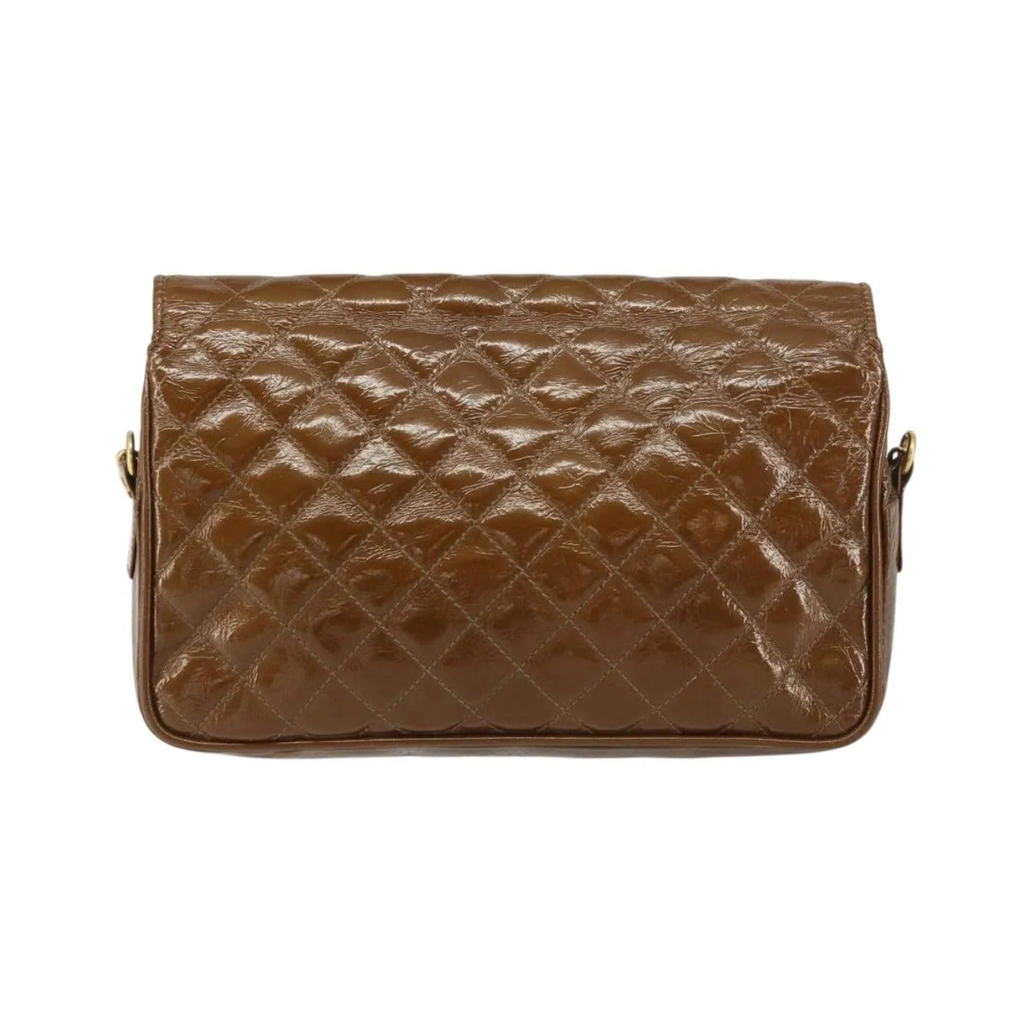 Bally Vintage Chain Quilted Patent leather, Brown, Patent Leather, Shoulder Bag