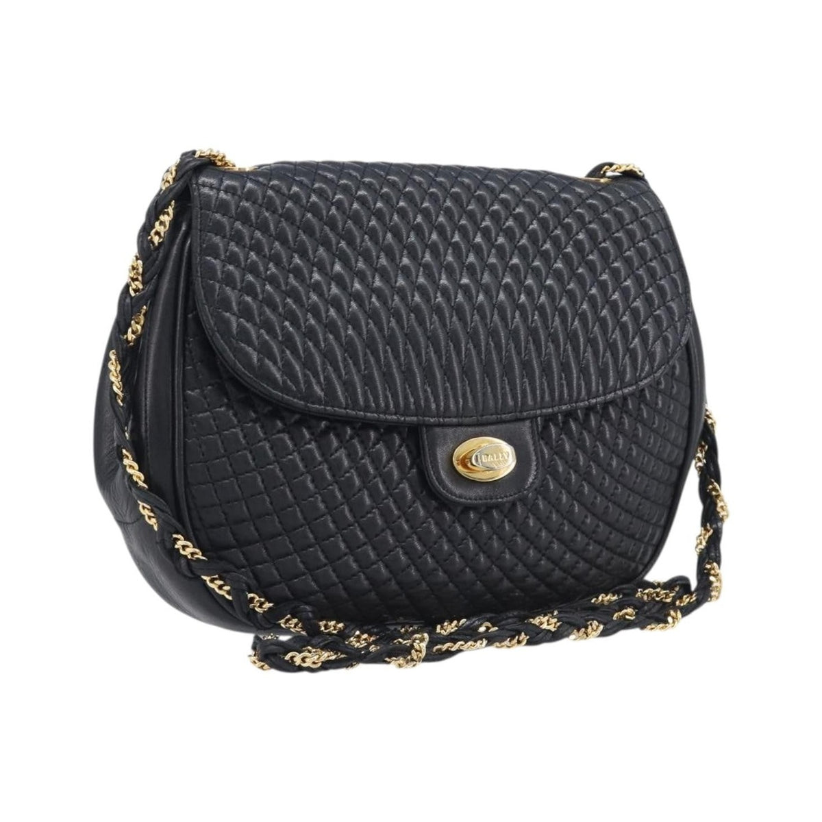 Bally Vintage Quilted Leather, Black, Leather, Shoulder Bag