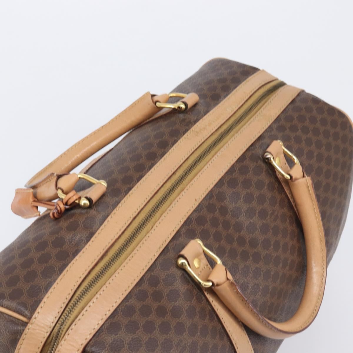 Celine Vintage Duffle Macadam Coated Canvas, Brown, PVC, Handbag