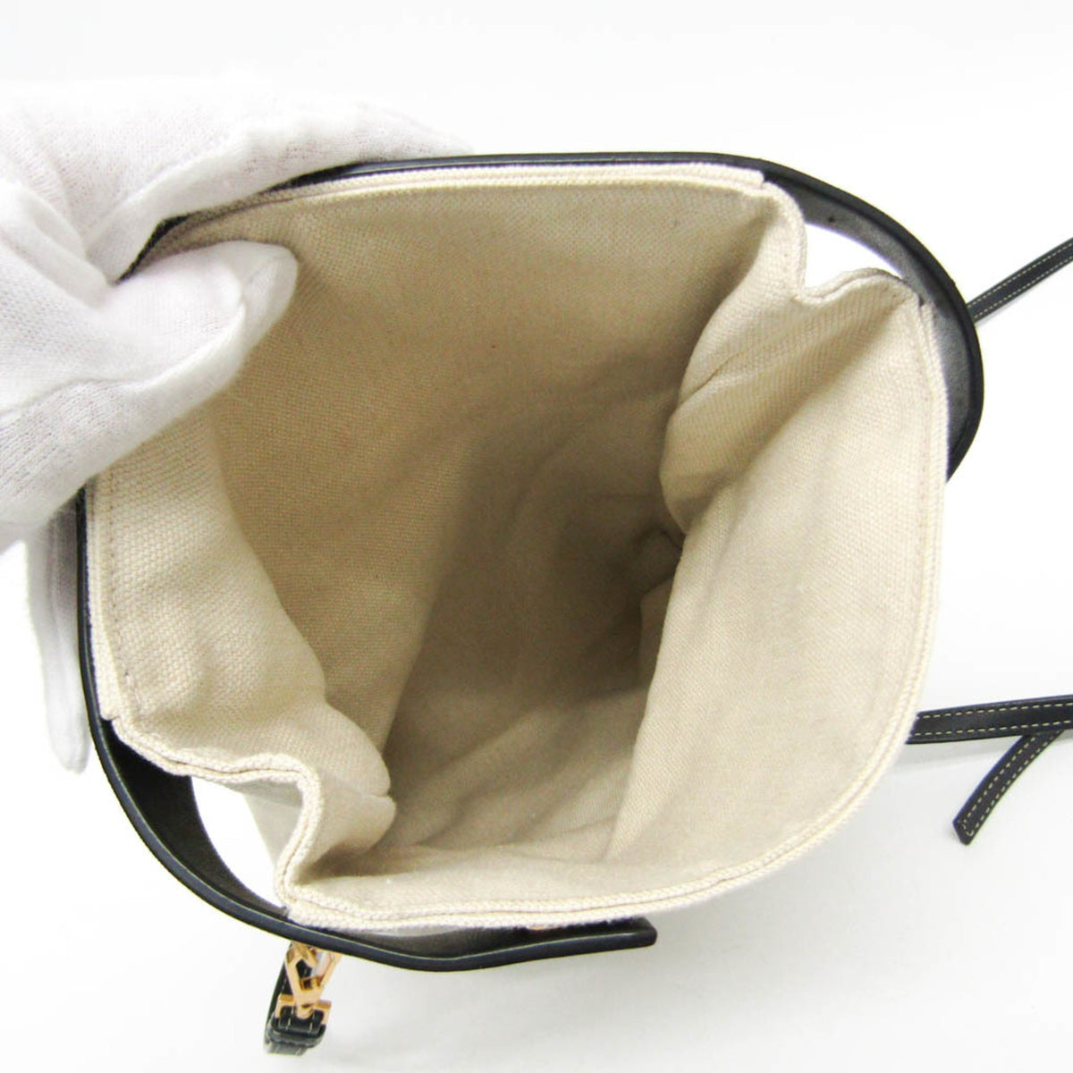Bottega Veneta Fold Over Canvas with Leather, Beige, Canvas, Crossbody Bag