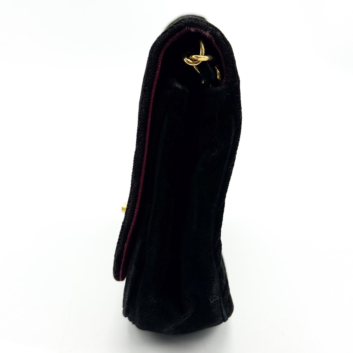 Chanel CC Half Moon Clutch Quilted Velvet, Black, Velvet, Clutch
