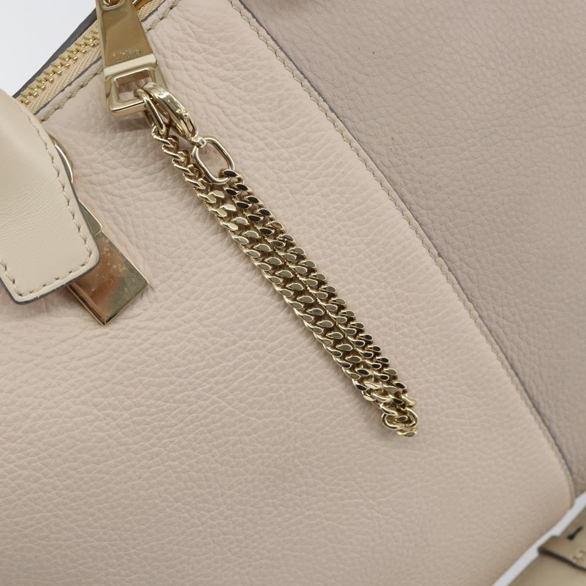 Chloe Bicolor Baylee Satchel Leather, Gray, Leather, Handbag