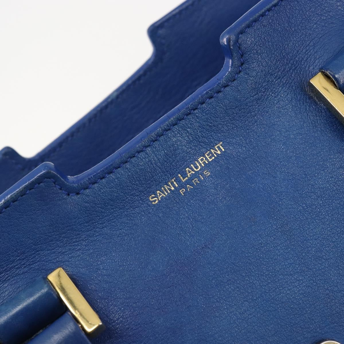 Saint Laurent Classic Y Cabas Leather, Blue, Leather, Tote Bag