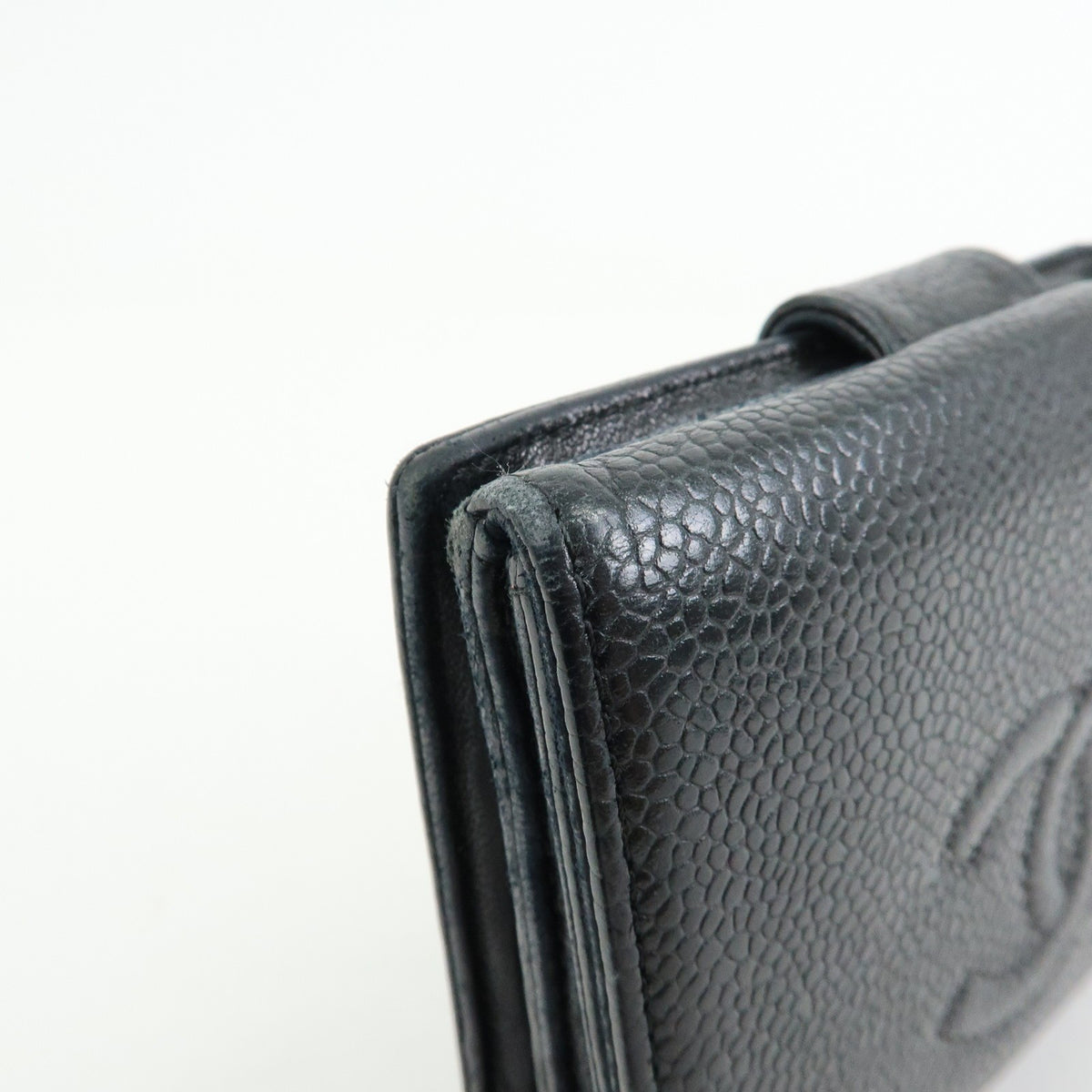 Chanel Vintage Timeless Bifold Caviar, Black, Leather, Wallet