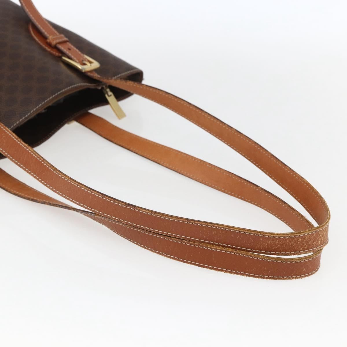 Celine Vintage Macadam Shopper Coated Canvas, Brown, Canvas, Tote Bag