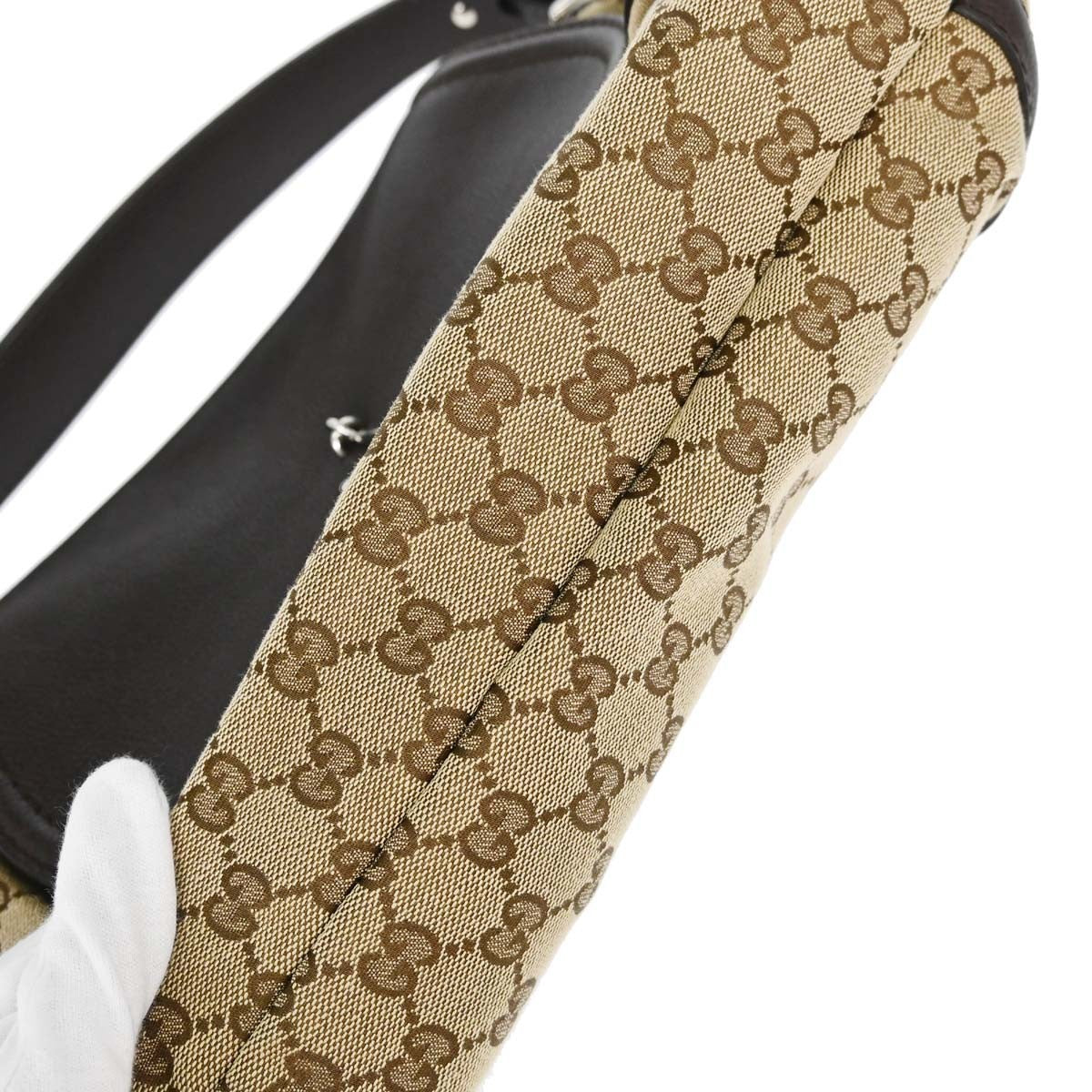 Gucci Techno Horsebit Flap Hobo Leather, Beige, Canvas, Shoulder Bag