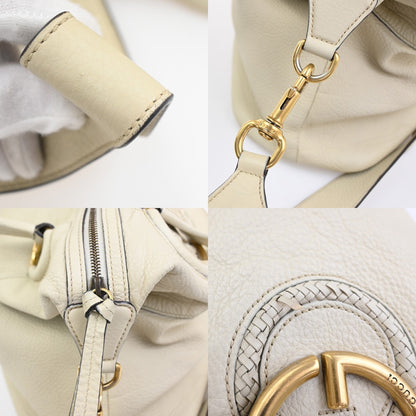 Gucci Twill Satchel Leather, White, Leather, Shoulder Bag