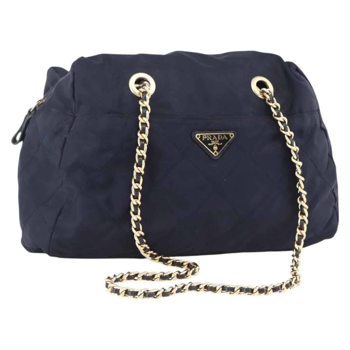 Prada Re-Edition 1995 Chain Quilted Re-Nylon, Navy, Nylon, Tote Bag