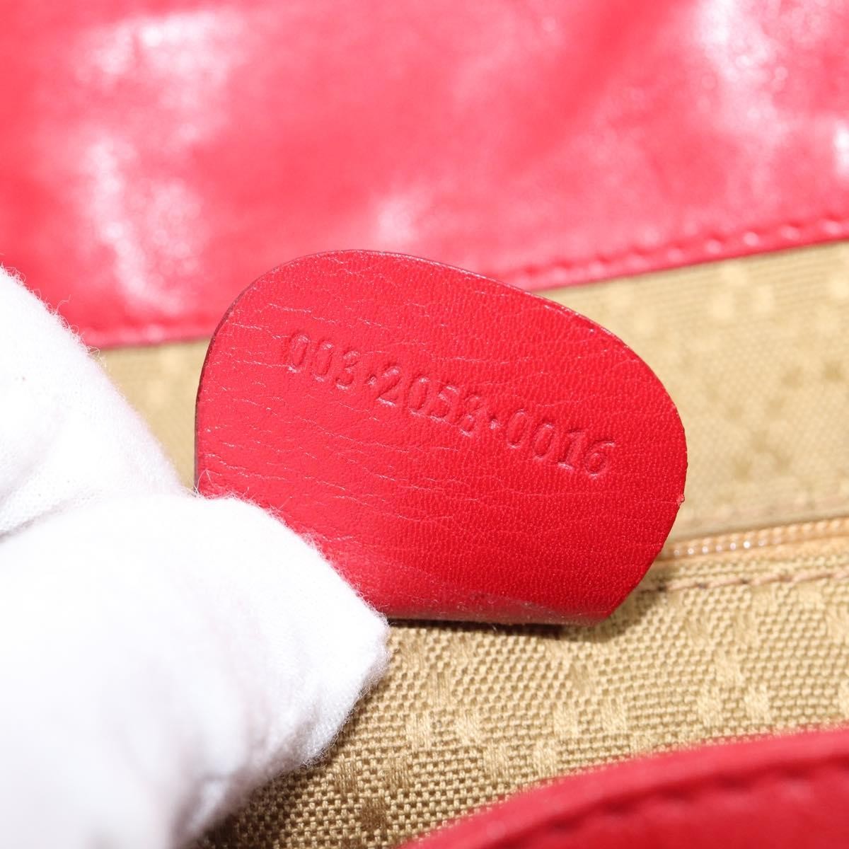Gucci Vintage Bamboo Leather, Red, Leather, Backpack