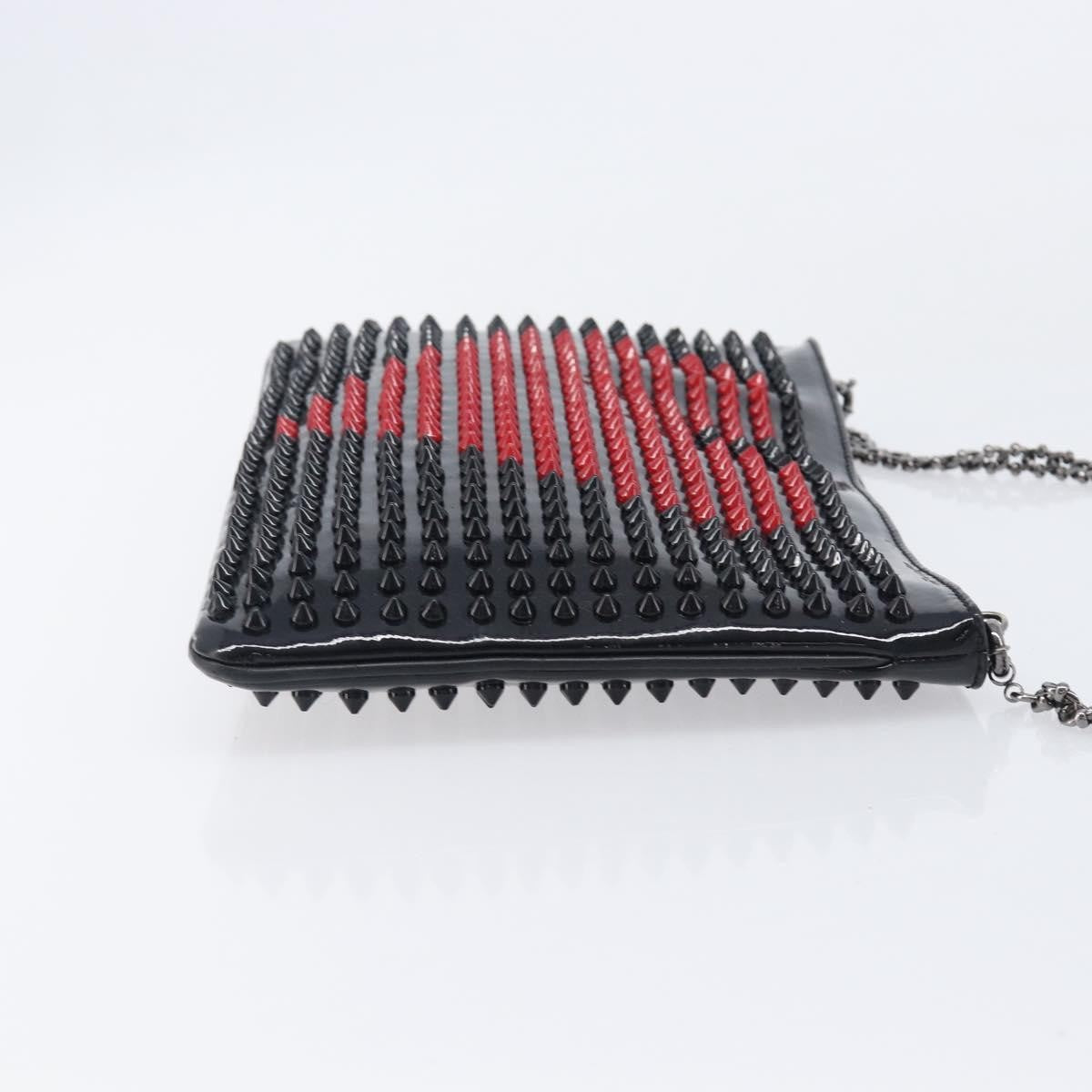 Christian Louboutin Loubiposh Clutch Spiked Patent, Black, Patent Leather, Clutch