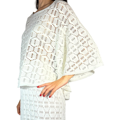 Pinko Open Knit White Top