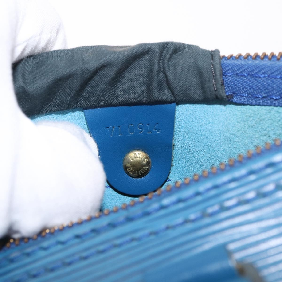 Louis Vuitton Speedy Epi Leather, Blue, Leather, Handbag