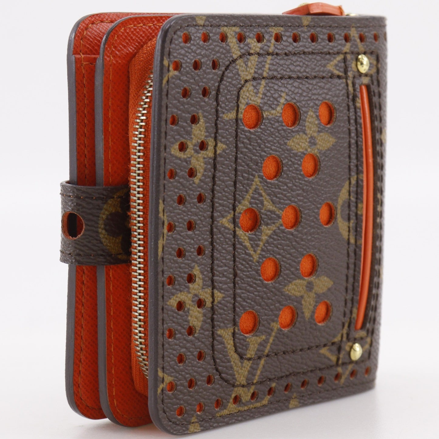 Louis Vuitton Compact Zip Perforated Monogram Canvas, Brown, Canvas, Wallet