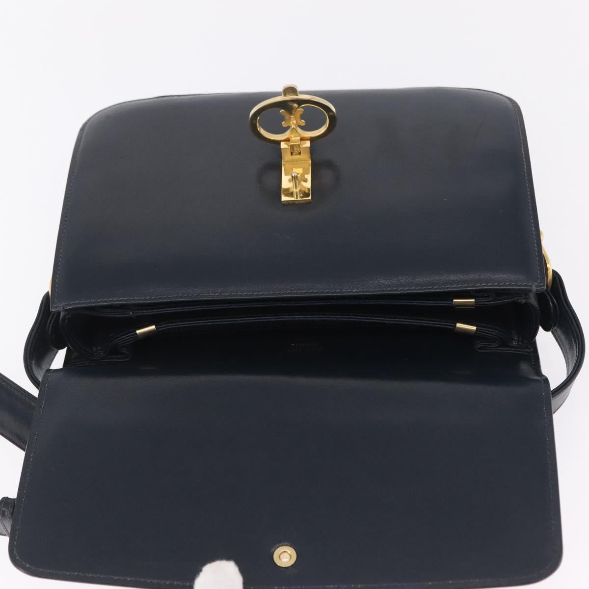 Celine Shoulder Leather, Navy, Leather, Shoulder Bag