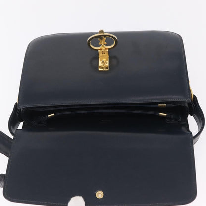 Celine Shoulder Leather, Navy, Leather, Shoulder Bag