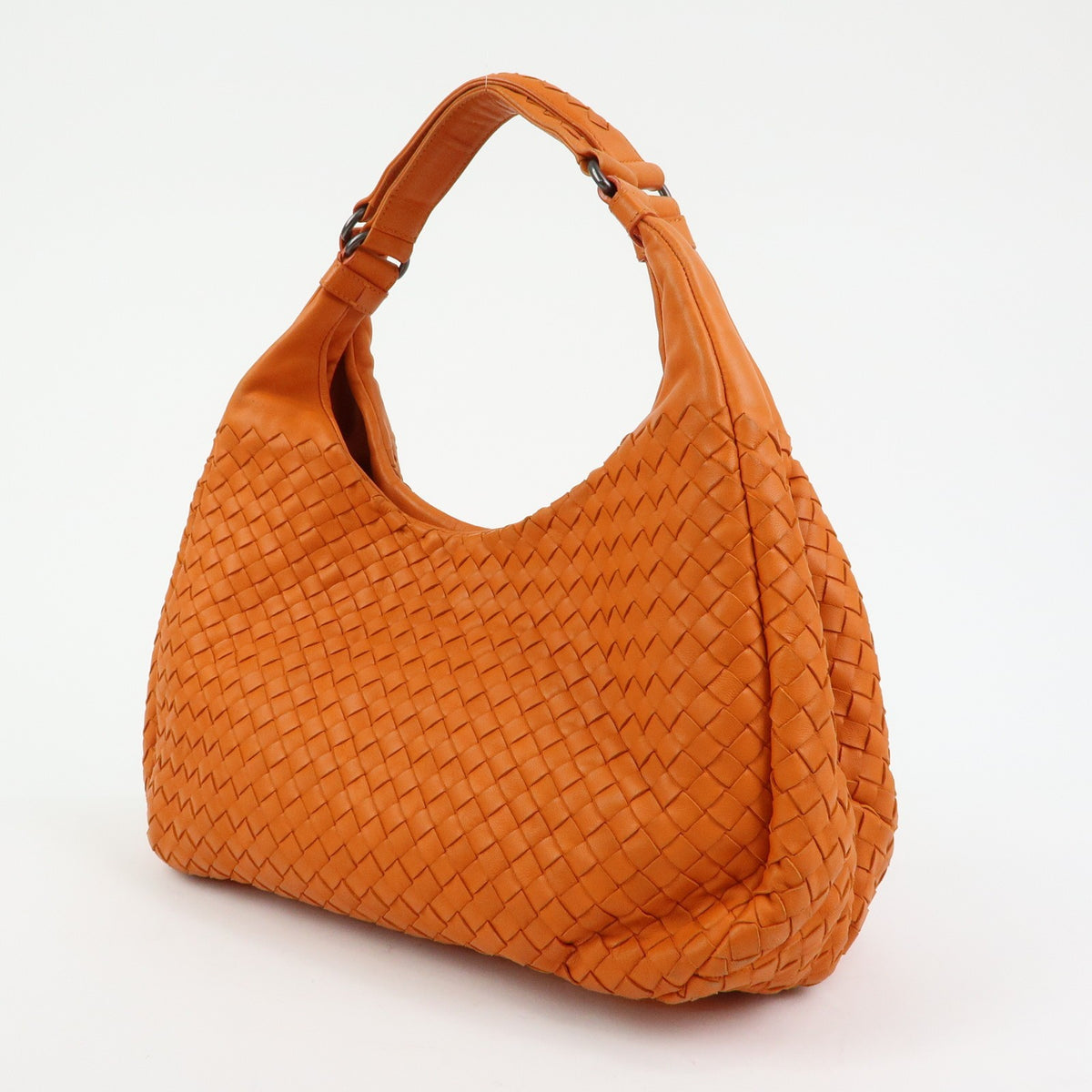 Bottega Veneta Campana Hobo Intrecciato Nappa, Orange, Leather, Shoulder Bag