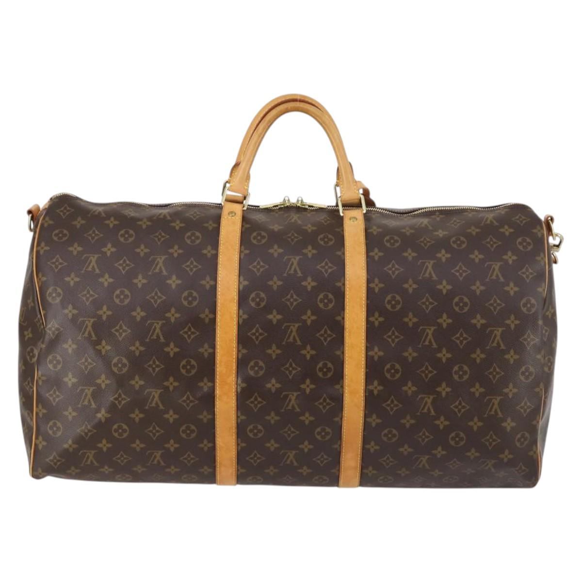 Louis Vuitton Keepall Bandouliere Bag Monogram Canvas, BROWN, CANVAS, Travel bag