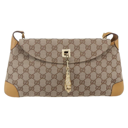 Gucci Tiger Charm Shoulder Bag canvas, BEIGE, CANVAS, Shoulder bag