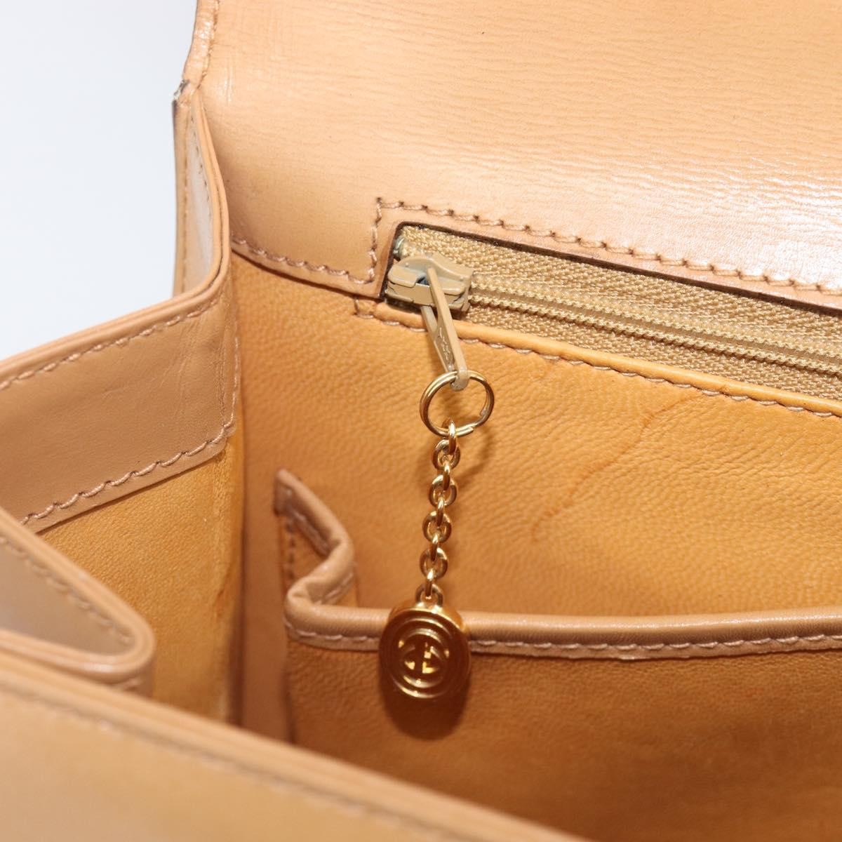 Gucci Vintage Lady Lock Top Handle Leather, Beige, Leather, Handbag